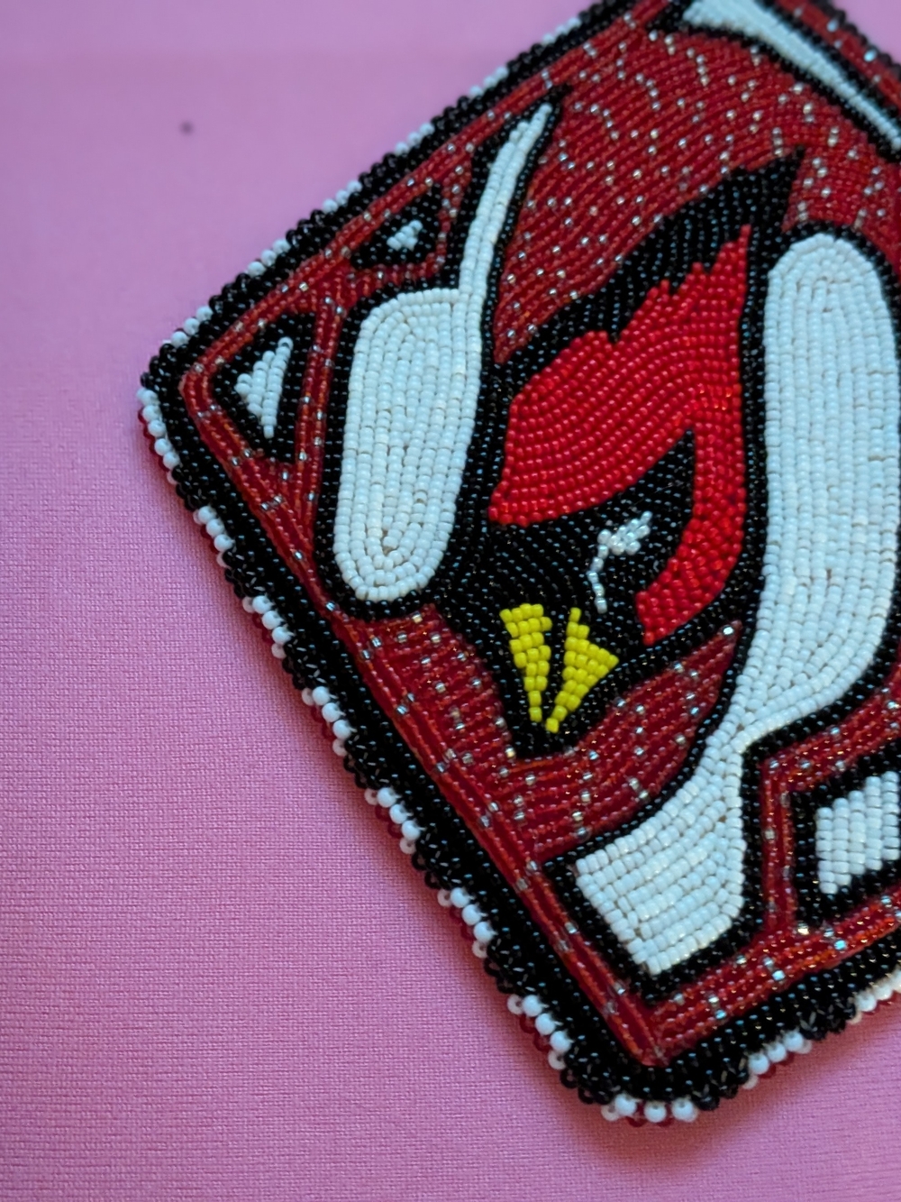 Beaded Cardinal / Superman Patch in Red, White, Black - Picture 2 of 4